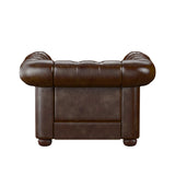 Homelegance By Top-Line Pietro Tufted Scroll Arm Chesterfield Chair Brown Bonded leather