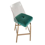 Homelegance By Top-Line Darrion Velvet Bar Height Swivel Stools (Set of 2) Teal Metal