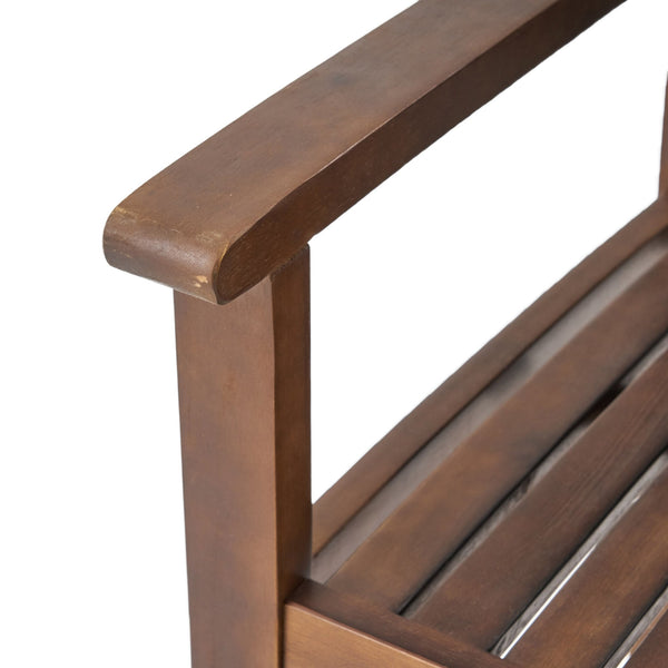 English Elm Wilson Solid Acacia Slatted Outdoor Dining Chairs Farmhouse Modern Patio Set of 2 61717.00DBRN
