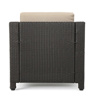 English Elm Puerta Outdoor Club Chair Woven Faux Rattan Iron Frame All Weather Patio Lounge 52979.00DBRN