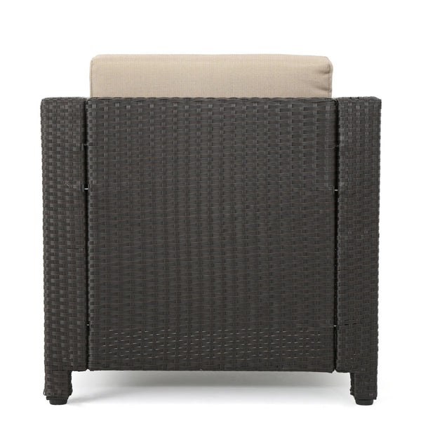 English Elm Puerta Outdoor Club Chair Woven Faux Rattan Iron Frame All Weather Patio Lounge 52979.00DBRN