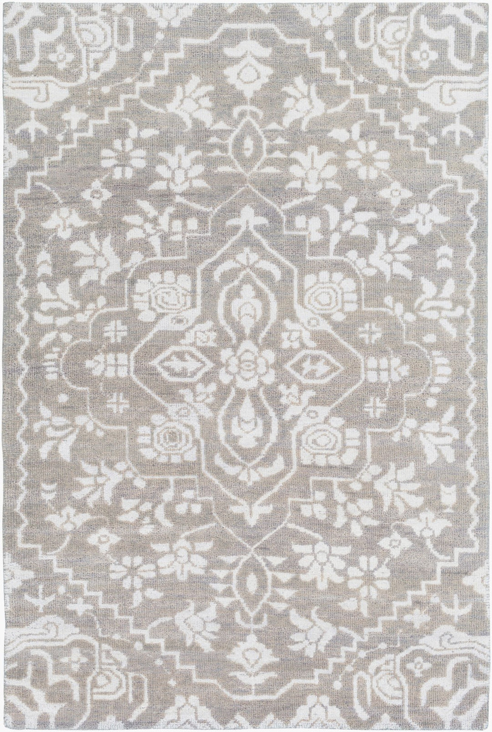 Surya Kinnara Kna-6000 2' X 3' Handcrafted Low Pile Rug - Elegant Indian Design For Timeless Home Style Medium Gray Nz Wool,Viscose Kna6000-46
