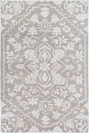 Surya Kinnara Kna-6000 2' X 3' Handcrafted Low Pile Rug - Elegant Indian Design For Timeless Home Style Medium Gray Nz Wool,Viscose Kna6000-46