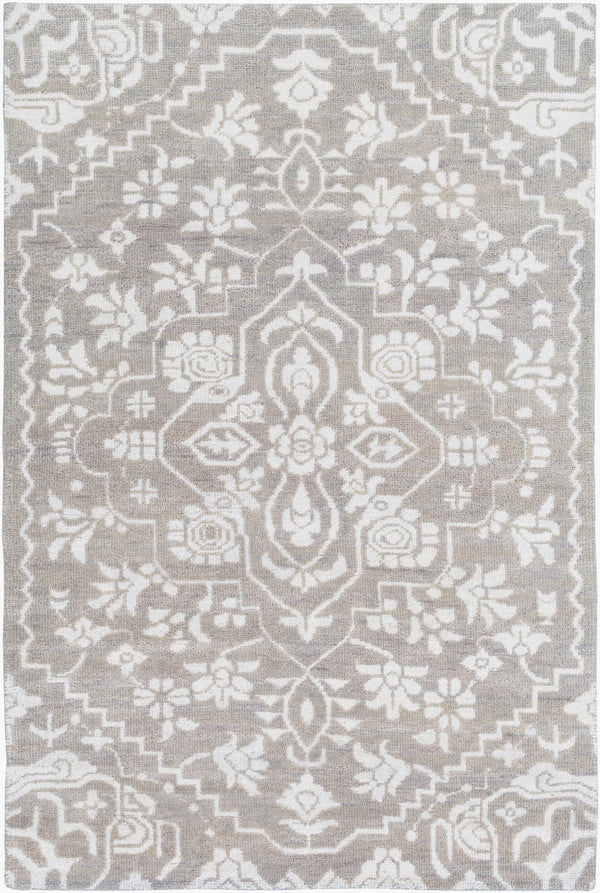 Surya Kinnara Kna-6000 2' X 3' Handcrafted Low Pile Rug - Elegant Indian Design For Timeless Home Style Medium Gray Nz Wool,Viscose Kna6000-46