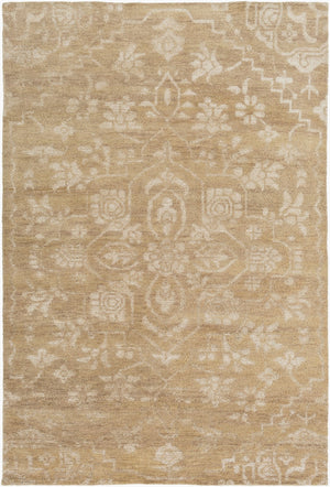 Surya Kinnara Kna-6000 2' X 3' Handcrafted Low Pile Rug - Elegant Indian Design For Timeless Home Style Tan Nz Wool,Viscose Kna6001-23
