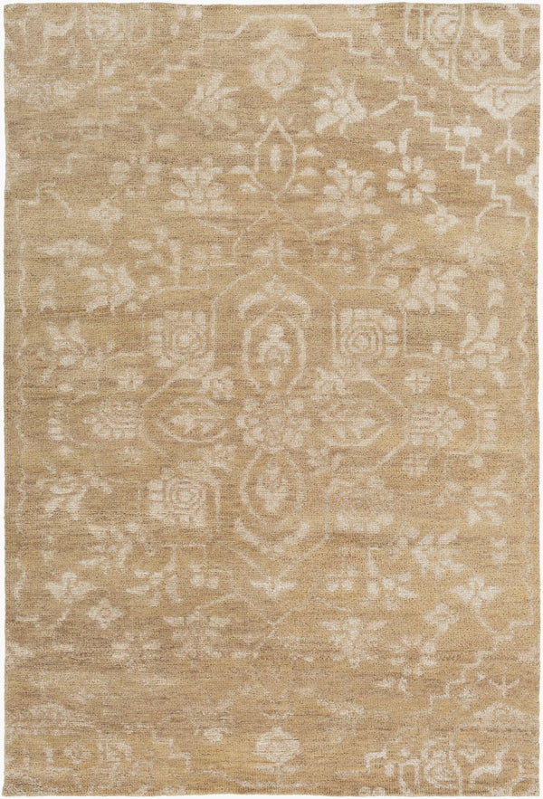 Surya Kinnara Kna-6000 2' X 3' Handcrafted Low Pile Rug - Elegant Indian Design For Timeless Home Style Tan Nz Wool,Viscose Kna6001-23