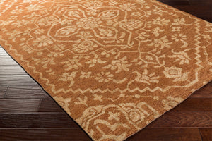 Surya Kinnara Kna-6000 2' X 3' Handcrafted Low Pile Rug - Elegant Indian Design For Timeless Home Style Burnt Orange Nz Wool,Viscose Kna6004-46