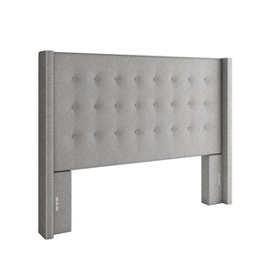 Homelegance By Top-Line Magnolia Nailhead Wingback Button Tufted Headboard Grey Linen