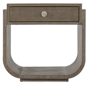 Hooker Furniture Modern Modern Mood Rectangle End Table With Raffia Accents, Quartered Oak Veneer, Soft Alabaster Finish Medium Brown 6850-80413-89