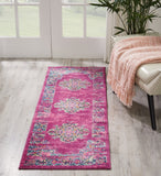 Nourison Passion PSN03 Machine Made Power-loomed Ornamental Border Indoor Only Bohemian Vintage Rug Fuchsia, Pink 100% Polypropylene 99446387639