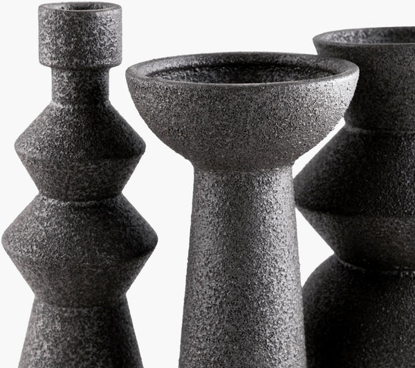 Surya Konark Collection Bohemian Ceramic Vase - Intricate Design For Stylish Home Décor & Easy Care Black Ceramic Knk001-set