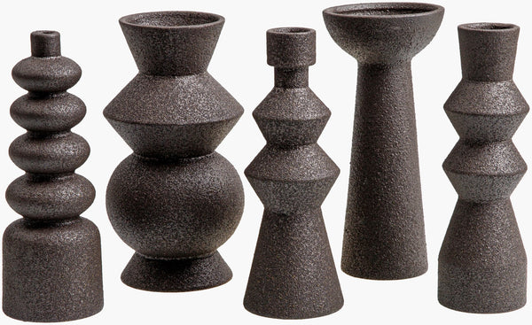 Surya Konark Collection Bohemian Ceramic Vase - Intricate Design For Stylish Home Décor & Easy Care Black Ceramic Knk001-set