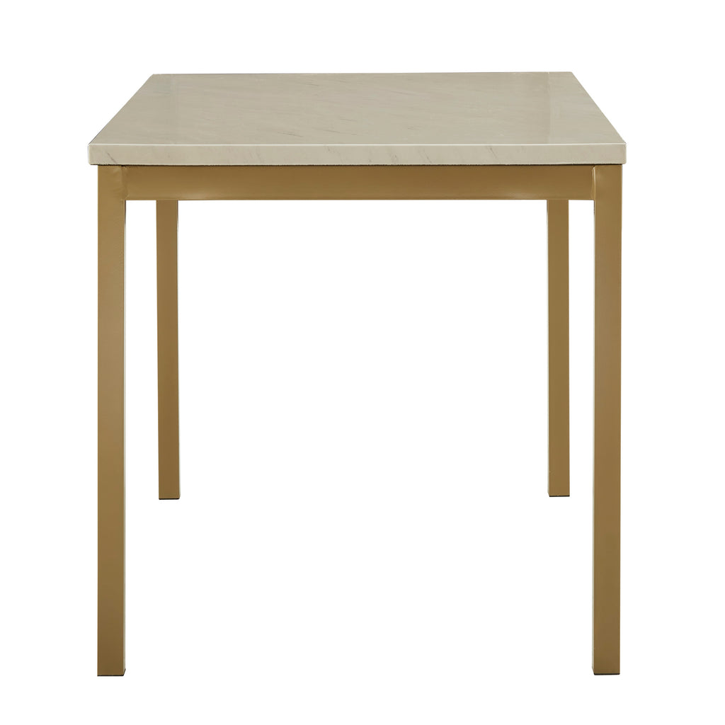 Homelegance By Top-Line Aristos Faux Marble Top and Metal Base Dining Table Gold Marble