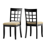 Alejandro Black Wood Beige Microfiber Dining Chairs (Set of 2)