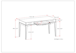 English Elm Harper 48" Solid Hardwood Mid-Century Desk in Walnut Brown with Drawers, Keyboard Tray & Eco Finish B136P158726