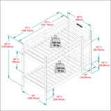 Simple Solid Wood Twin Over Twin Bunk Bed White SOPB3HWHWP Walker Edison