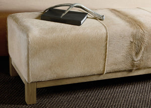 Hooker Furniture Melange Hair-On-Hide Bench With Light Oak Base — Transitional Beige Seat, Durable Everyday Accent 628-50751-80