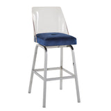 Homelegance By Top-Line Darrion Velvet Bar Height Swivel Stools (Set of 2) Blue Metal