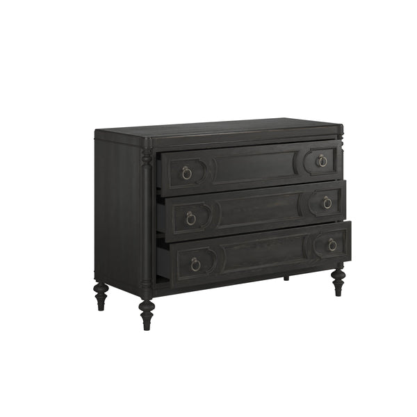 Atrium 3 Drawer Chest - Elegant Blackened Sable Finish with Curved Moldings & Oil Rubbed Bronze Pulls