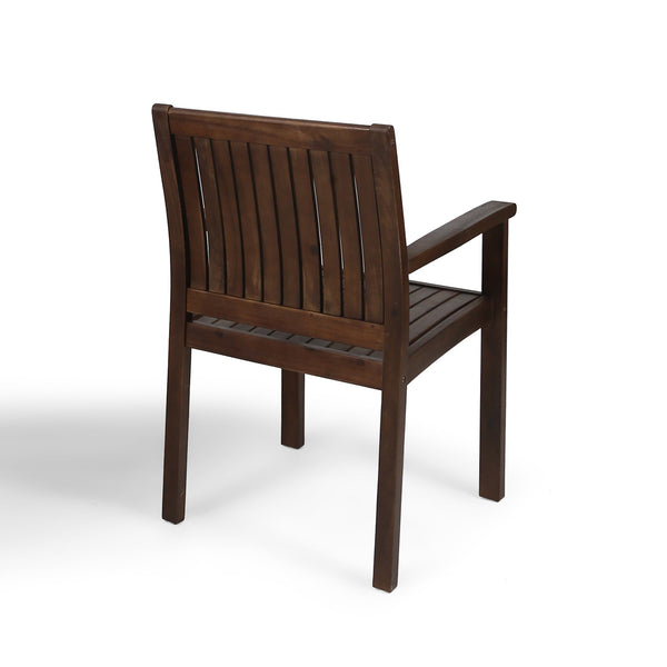English Elm Wilson Solid Acacia Slatted Outdoor Dining Chairs Farmhouse Modern Patio Set of 2 61717.00DBRN