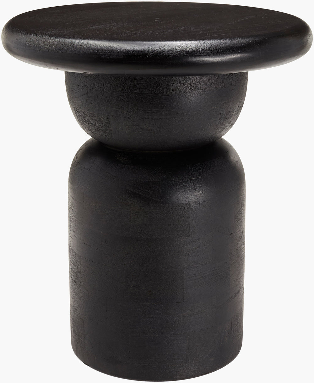 Surya Koben End Table - 22"H Mango Wood, Minimalist Modern Design For Stylish Living Spaces & Offices Top, Black,Base, Black Mango Wood,Mango Wood Kobn001-222020