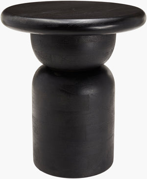 Surya Koben End Table - 22"H Mango Wood, Minimalist Modern Design For Stylish Living Spaces & Offices Top, Black,Base, Black Mango Wood,Mango Wood Kobn001-222020