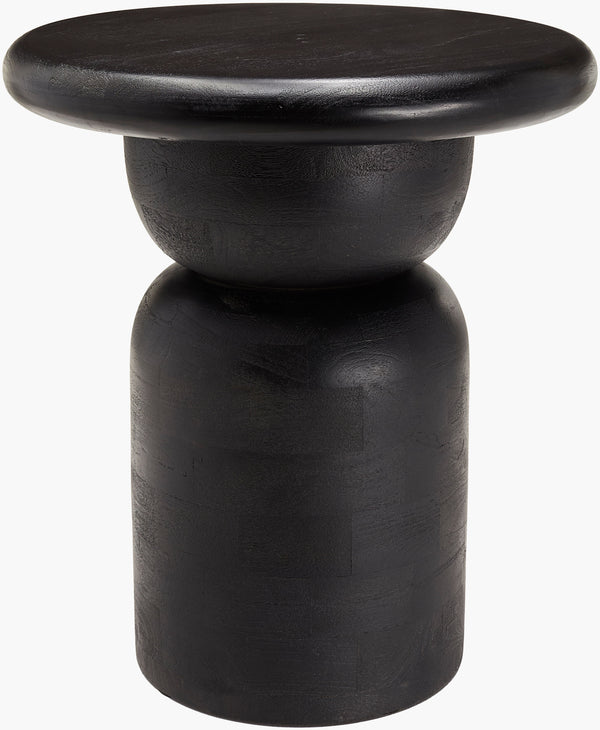 Surya Koben End Table - 22"H Mango Wood, Minimalist Modern Design For Stylish Living Spaces & Offices Top, Black,Base, Black Mango Wood,Mango Wood Kobn001-222020