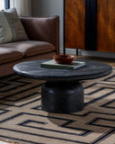 Koben KOBN-003 16"H x 36"W x 36"D Coffee Table KOBN003-163636  Top: Black; Base: Black Surya