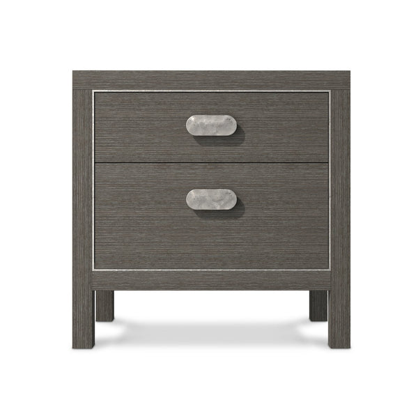 Bernhardt Bernhardt Prado Nightstand Porcini Finish With Bright Graphite Accents, Soft-Close Drawers & Usb Charger 324228B