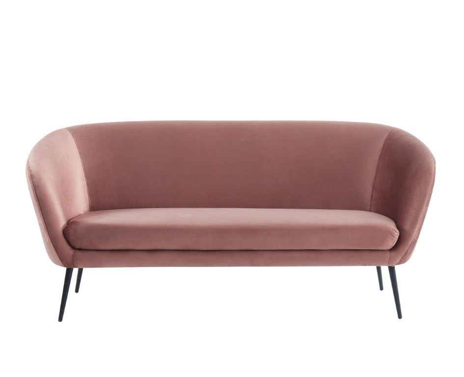 VIG Furniture Koeing Coral Monolith Sofa — Curved Mid‑Century Modern 75" Water‑Repellent Polyester Seating, Sleek Legs VGHCJYM2008-CRL