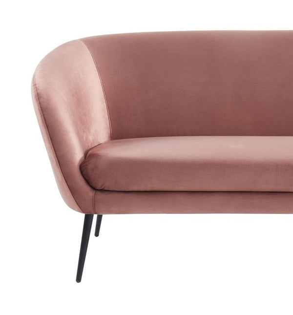 VIG Furniture Koeing Coral Monolith Sofa — Curved Mid‑Century Modern 75" Water‑Repellent Polyester Seating, Sleek Legs VGHCJYM2008-CRL