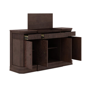 A.R.T. Furniture Revival Credenza: Elegant Napa Mahogany Storage With Adjustable Shelves, Soft Close Doors & Timeless Design Brown Rubberwood Solids,Quarter Mahogany Veneer,Resin,Metal 328250-1730