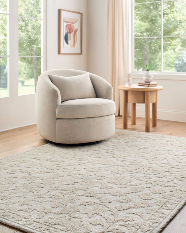 Livabliss Konya Hand Tufted Wool Area Rug Geometric Traditional Pattern Soft Low Pile Accent Ecru, Ivory 2' x 3' KON2300-23
