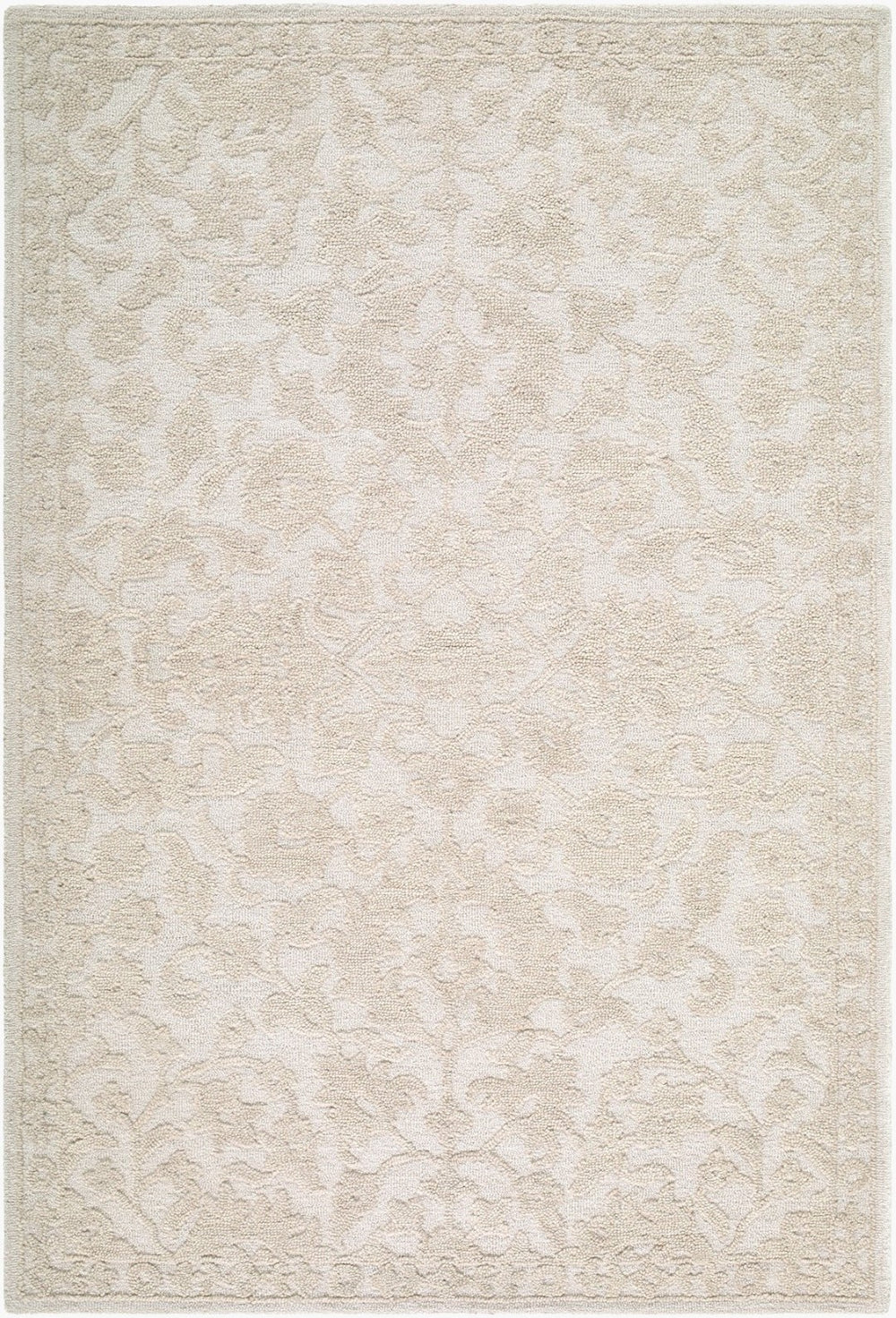 Livabliss Konya Hand Tufted Wool Area Rug Geometric Traditional Pattern Soft Low Pile Accent Ecru, Ivory 2' x 3' KON2300-23