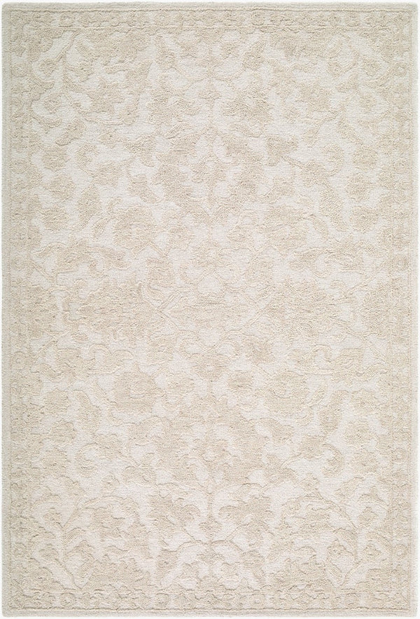 Livabliss Konya Hand Tufted Wool Area Rug Geometric Traditional Pattern Soft Low Pile Accent Ecru, Ivory 2' x 3' KON2300-23