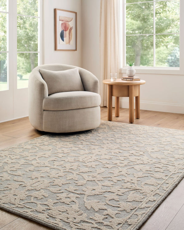 Livabliss Konya Hand Tufted Wool Accent Rug Traditional Motifs for Entryway or Layered Decor Pewter, Ivory 8' x 10' KON2304-810