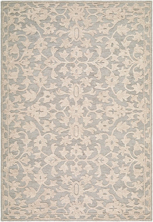Livabliss Konya Hand Tufted Wool Accent Rug Traditional Motifs for Entryway or Layered Decor Pewter, Ivory 8' x 10' KON2304-810
