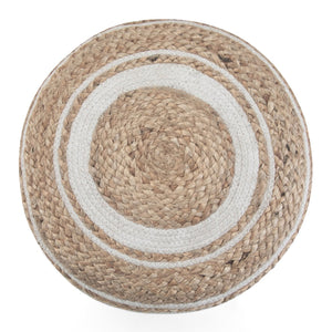 English Elm Serena Hand‑Braided Round Pouf Ottoman in Natural Jute — Durable Supportive Accent Seat for Living Areas White B136P159316