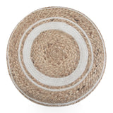 Hearth and Haven Tranquilique Multi-functional Round Pouf with Hand Braided Jute B136P159316 White