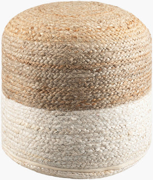 Surya Kona Cottage Charm Pouf - 18" Woven Jute And Polybeads, Lightweight Ottoman For Cozy Spaces Tan Jute,Jute,Polybeads Kopf001-181814