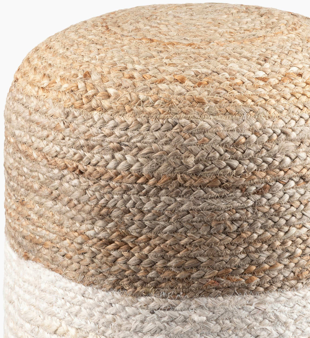 Surya Kona Cottage Charm Pouf - 18" Woven Jute And Polybeads, Lightweight Ottoman For Cozy Spaces Tan Jute,Jute,Polybeads Kopf001-181814