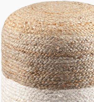 Surya Kona Cottage Charm Pouf - 18" Woven Jute And Polybeads, Lightweight Ottoman For Cozy Spaces Tan Jute,Jute,Polybeads Kopf001-181814