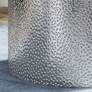 English Elm Christopher Knight Home® - METAL Hammered Accent Side Table Set of 2 — Cylindrical Iron Frame, Textured Finish, No Assembly Needed Silver 65631.00