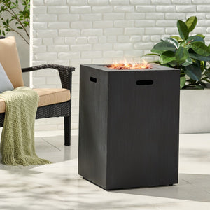 Christopher Knight Home® - Noble House - Wellington Outdoor 30,000 Btu Square Fire Column, Brushed Black