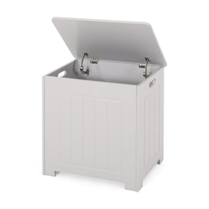 English Elm Christopher Knight Home® - BATHROOM Modern Light Grey Faux Wood Laundry Hamper with Flip-Top Lid, Vertical Slats, 20"W x 20.25"H 66608.00LGRY