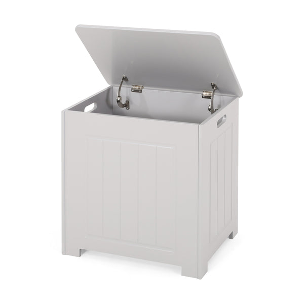 English Elm Christopher Knight Home® - BATHROOM Modern Light Grey Faux Wood Laundry Hamper with Flip-Top Lid, Vertical Slats, 20"W x 20.25"H 66608.00LGRY