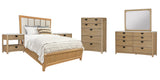 Parker House Escape - Bedroom King Panel Bed 2 Nightstands Dresser With Mirror And Chest Brown Rubberwood Solids ,Oak Veneers Besc-6pc-1266-dmn2c