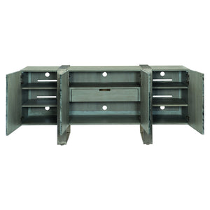 Bernhardt Bernhardt Linea Entertainment Console With Black Forest Marble, Cerused Greige Wood & Textured Aluminum 384875G
