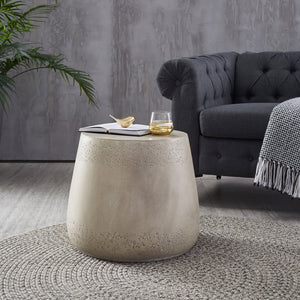 English Elm Orion Concrete Drum Side Table with Sculptural Flared Base for Eclectic Living Spaces 69455.00CONRT