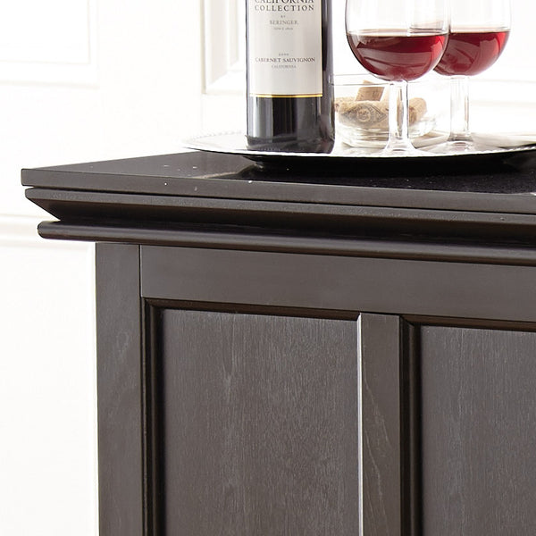 English Elm Steve Silver - Garcia Dark Brown Silverstone Top Counter with Stemware & Bottle Storage, Ebony Finish Hardwood Accent B081P157029